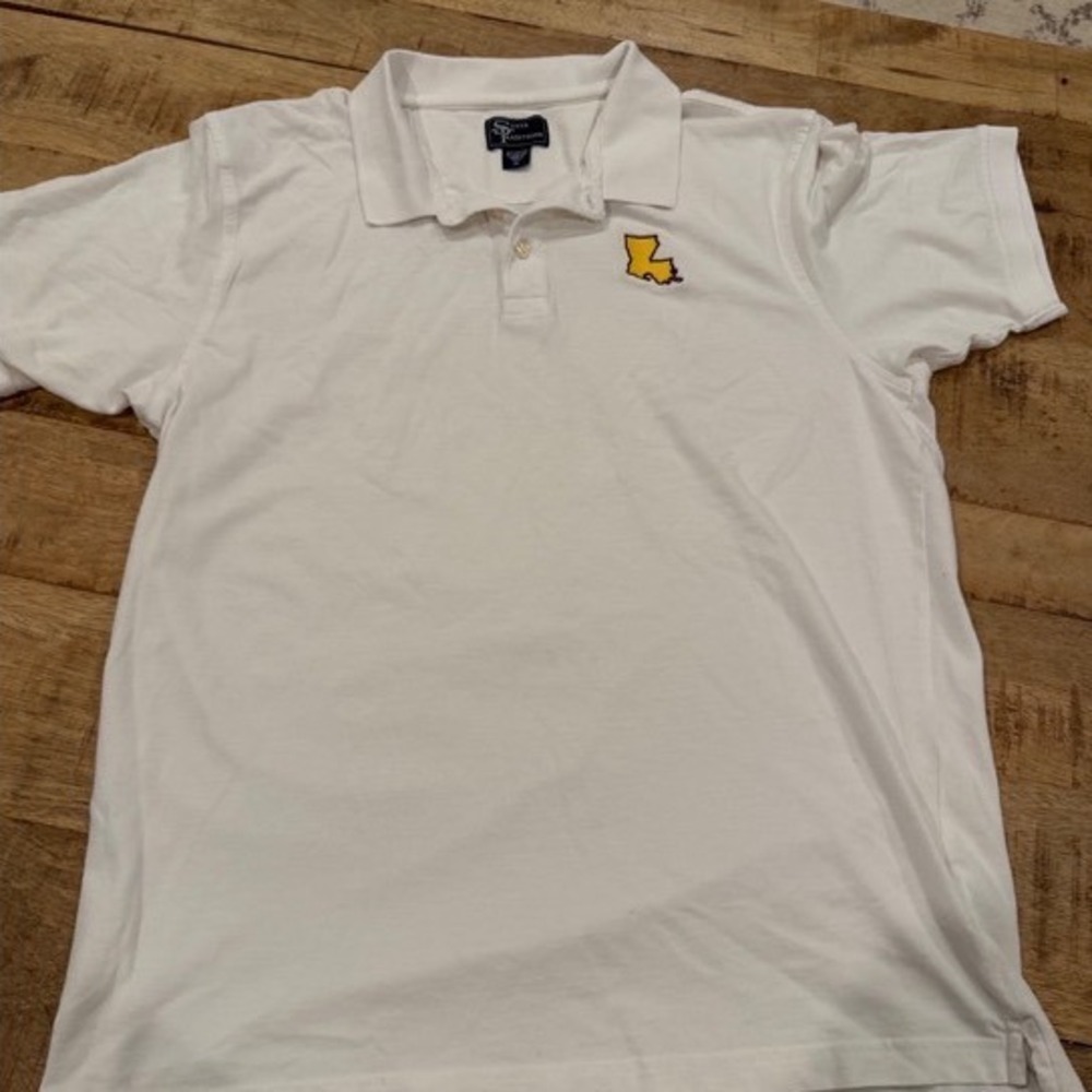 State Traditions Mens Louisiana Gameday Polo Shirt White XL LSU Colors Cotton